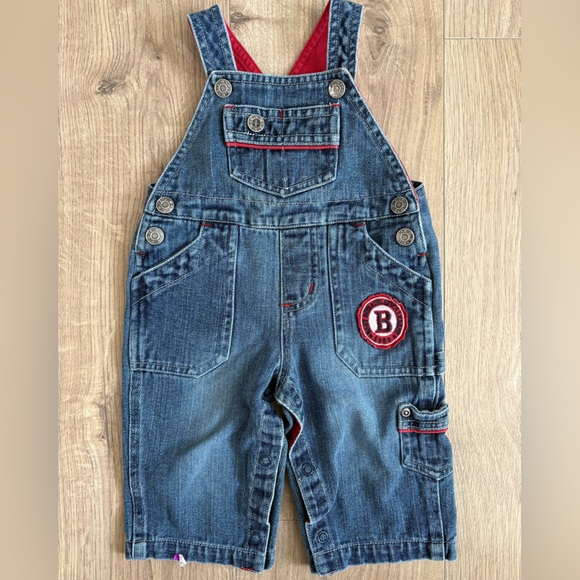 B.U.M. Equipment Other - Vintage B.U.M. Equipment Baby Denim Overalls | 6M | Red Lined | Retro Patch